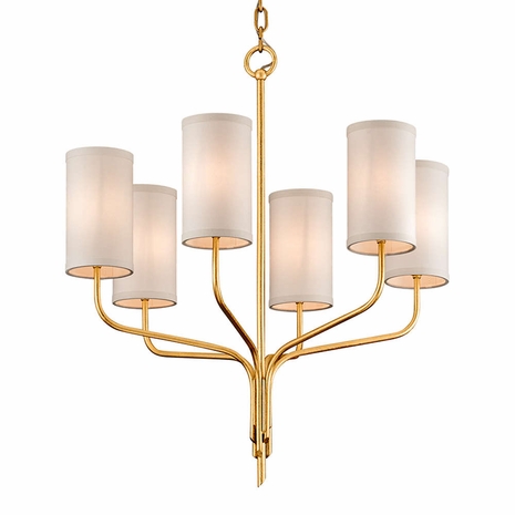 F6166-GL Troy Lighting Juniper 6Lt Chandelier with Gold Leaf Finish