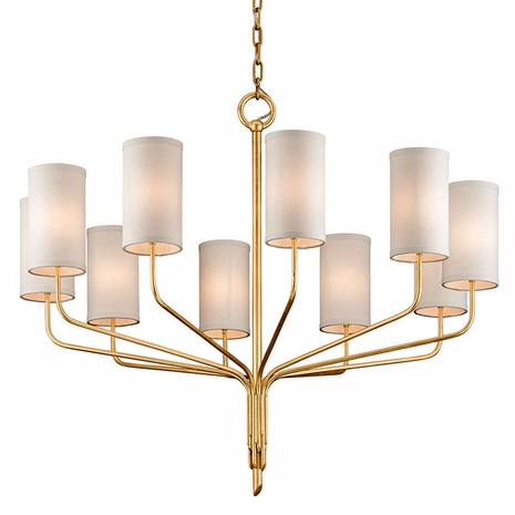 F6169-GL Troy Lighting Juniper 10Lt Chandelier with Gold Leaf Finish