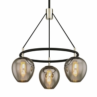 F6213-TBK/PN Troy Lighting Iliad 3Lt Chandelier with Textured Black & Polish Nickel Finish
