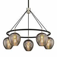F6215-TBK/PN Troy Lighting Iliad 5Lt Chandelier with Carbide Blk & Pol Nickel Finish