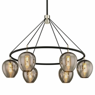 F6216-TBK/PN Troy Lighting Iliad 6Lt Chandelier with Textured Black & Polish Nickel Finish