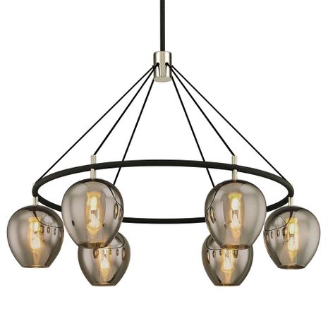 F6216-TBK/PN Troy Lighting Iliad 6Lt Chandelier with Textured Black & Polish Nickel Finish