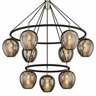 F6219-TBK/PN Troy Lighting Iliad 9Lt Chandelier with Textured Black & Polish Nickel Finish