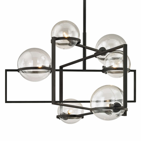 F6226 Troy Lighting Elliot 6Lt Chandelier with Textured Black Finish