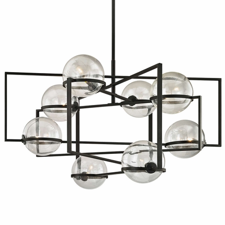 F6228-TBK Troy Lighting Elliot 8Lt Chandelier with Textured Black Finish