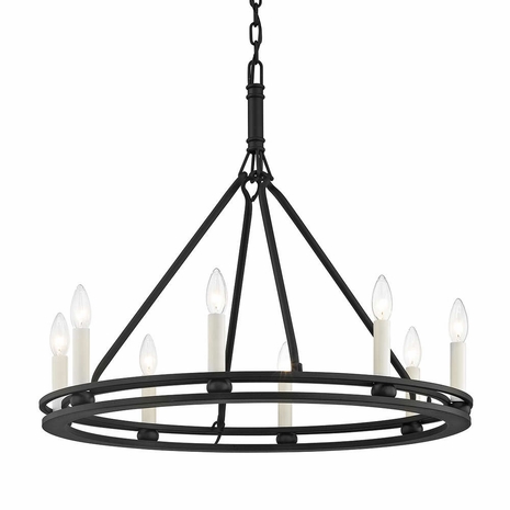F6236 Troy Textured Black Sutton 8Lt Chandelier