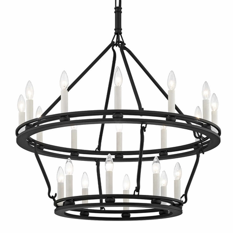 F6238 Troy Textured Black Sutton 20Lt Chandelier