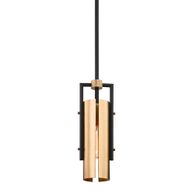 F6783-SBK/BBA Troy Lighting Emerson 1Lt Pendant with Soft Off Black/Brushed Brass Finish