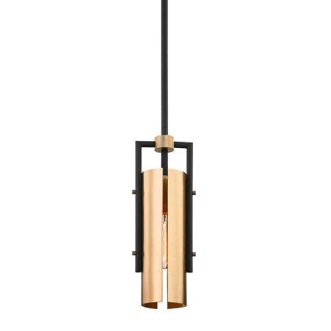 F6783-SBK/BBA Troy Lighting Emerson 1Lt Pendant with Soft Off Black/Brushed Brass Finish