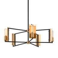 F6785-SBK/BBA Troy Lighting Emerson 5Lt Chandelier with Soft Off Black/Brushed Brass Finish