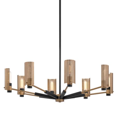 F6878-SFB/PBR Troy Lighting Pilsen 8Lt Chandelier with Soft Off Black/Patina Brass Finish