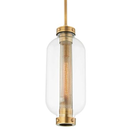 F7037-PBR Troy Lighting Atwater 1Lt Exterior Pendant with Patina Brass Finish