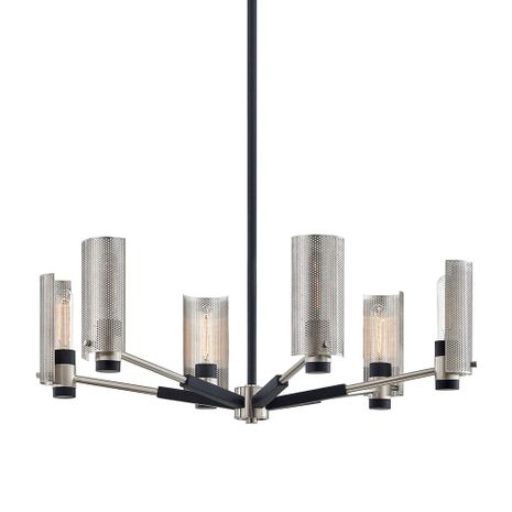 F7116-SFB/SN Troy Lighting Pilsen 6Lt Chandelier with Soft Off Black/Satin Nickel Finish