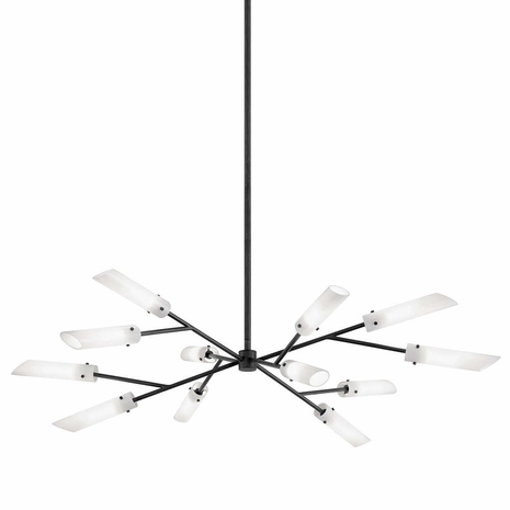 F7228-SFB Troy Lighting High Line 12Lt Chandelier with Soft Off Black Finish