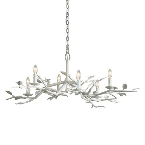 F7626-GSW Troy Lighting Aubrey 6Lt Chandelier with Gesso White  Finish