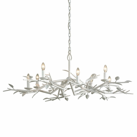 F7628-GSW Troy Lighting Aubrey 8Lt Chandelier with Gesso White  Finish