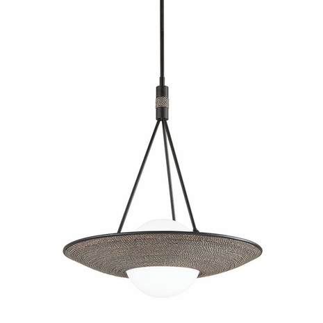 F7821-S-TBK Troy Textured Black/Grey Rope Marius 1 Light Small Pendant