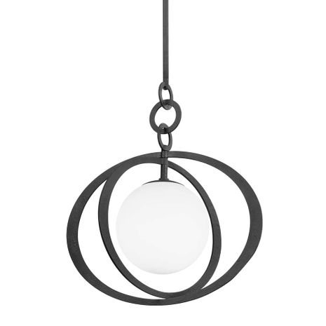 F7922-BI Troy Lighting Olancha 1Lt Pendant with Black Iron Finish