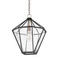 F8218-PBR/TBK Troy Lighting Moss 1Lt Lantern Interior with Patina Brass/Textured Black Finish