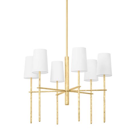 F8828-VGL Troy Lighting River 6Lt Chandelier with Vintage Gold Leaf Finish