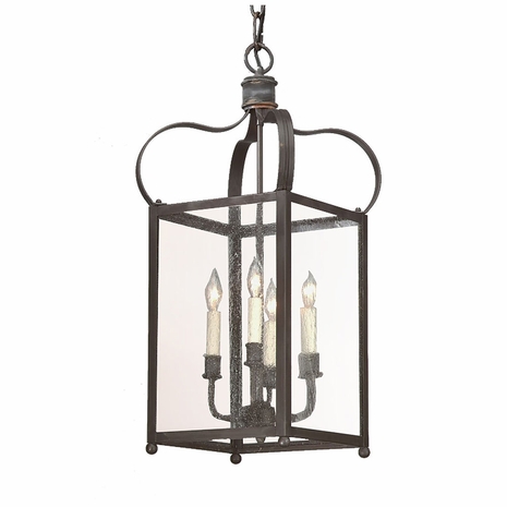 F8921CI Troy Solid Brass Interior Bradford 4Lt Hanging Lantern Medium with Charred Iron Finish