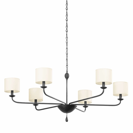 F9750-BI Troy Lighting Osmond 6Lt Chandelier with Black Iron Finish