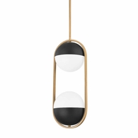 F9922-PBR/SBK Troy Lighting Willard 2Lt Pendant with Patina Brass Finish
