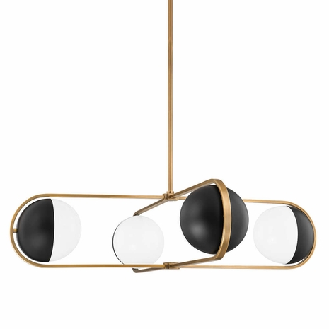 F9942-PBR/SBK Troy Lighting Willard 4Lt Chandelier with Patina Brass Finish