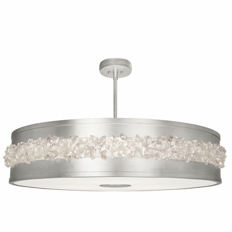 876240ST Fine Art Lamps 3 Light Arctic Halo 42" Round Pendant with Silver Finish