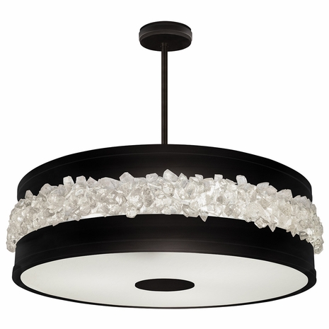 876340-2 Fine Art Lighting Arctic Halo 32"W Round Pendant with Black Finish