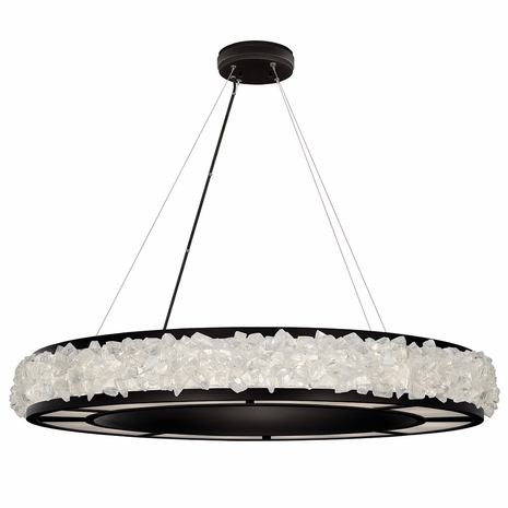 878040-2 Fine Art Lighting Arctic Halo 38"W Round Pendant with Black Finish