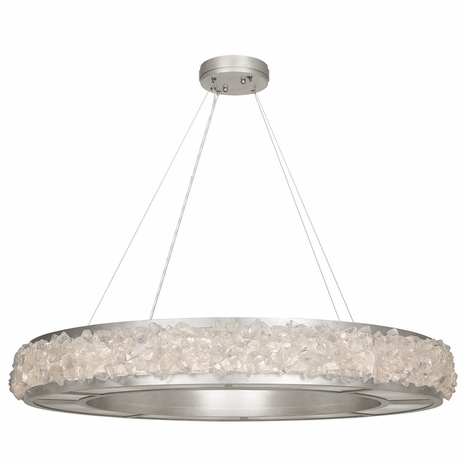 878040ST Fine Art Lighting Arctic Halo 38"W Round Pendant with Silver Finish