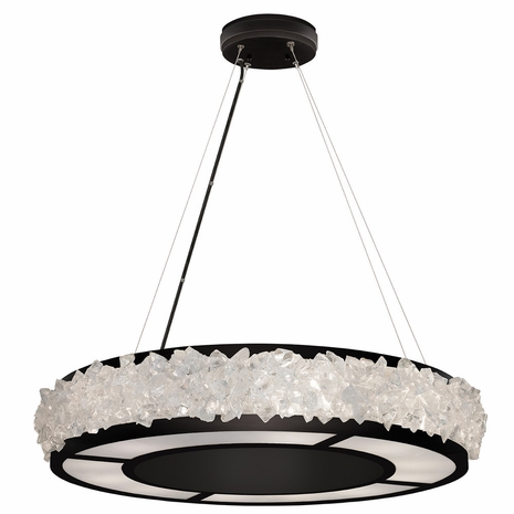 878140-2 Fine Art Lighting Arctic Halo 30"W Round Pendant with Black Finish