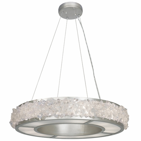 878140 Fine Art Lighting Arctic Halo 30"W Round Pendant with Silver Finish