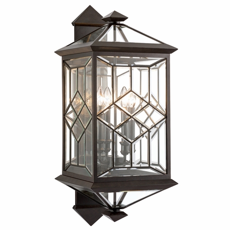 880881ST Fine Art Lamps 4 Light Oxfordshire 33" Outdoor Wall Mount with Bronze Finish