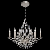 881140ST Fine Art Lamps 6 Light Lily Buds 34" Round Chandelier with Silver Finish