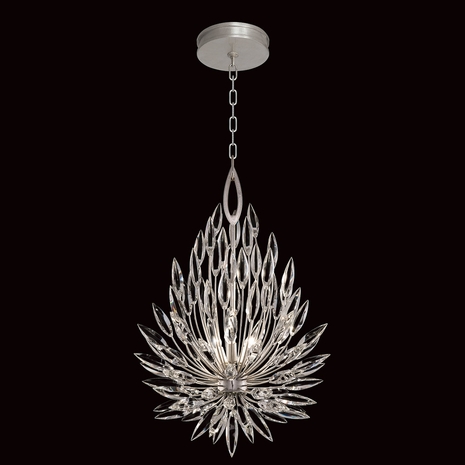 881640 Fine Art Lighting Lily Buds 19"W Round Pendant with Silver Finish