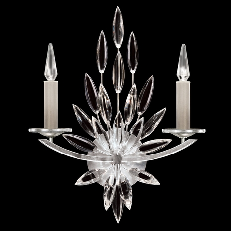 881750ST Fine Art Lamps 2 Light Lily Buds 22" Sconce with Silver Finish