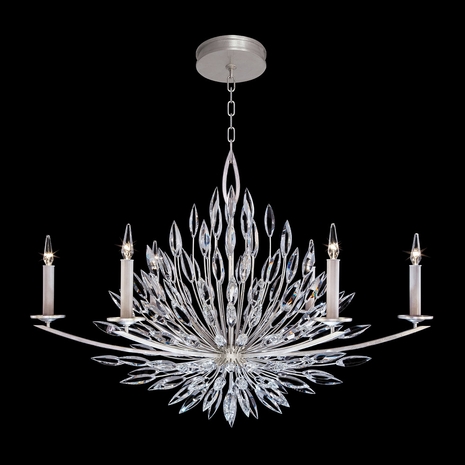 883240 Fine Art Lighting Lily Buds 48"W Oblong Chandelier with Silver Finish