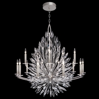 883340ST Fine Art Lamps 15 Light Lily Buds 50" Round Chandelier with Silver Finish