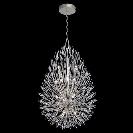 883940 Fine Art Lighting Lily Buds 33.5"W Round Pendant with Silver Finish