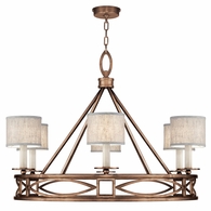 887640-11ST Fine Art Lighting Cienfuegos 39.5"W Round Chandelier with Bronze w/Greige Fabric Shades Finish