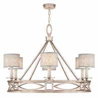 887640-21ST Fine Art Lighting Cienfuegos 39.5"W Round Chandelier with Gray w/Greige Fabric Shades Finish