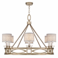887640-31ST Fine Art Lighting Cienfuegos 39.5"W Round Chandelier with Gold w/Greige Fabric Shades Finish