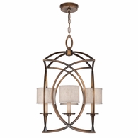 887740-11ST Fine Art Lighting Cienfuegos 21.5"W Square Chandelier with Bronze w/Greige Fabric Shades Finish
