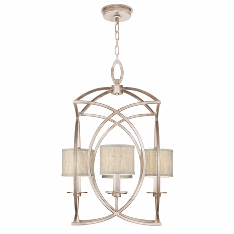 887740-21 Fine Art Lighting Cienfuegos 21.5"W Square Chandelier with Gray w/Greige Fabric Shades Finish