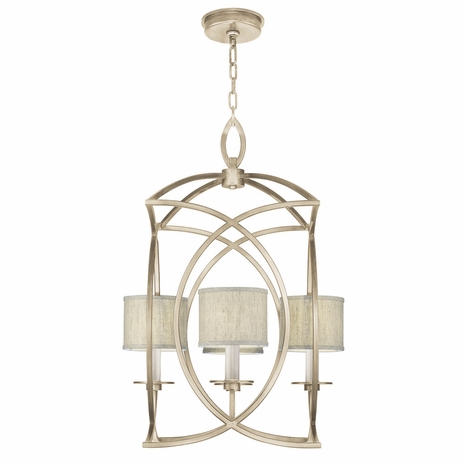 887740-31 Fine Art Lighting Cienfuegos 21.5"W Square Chandelier with Gold w/Greige Fabric Shades Finish