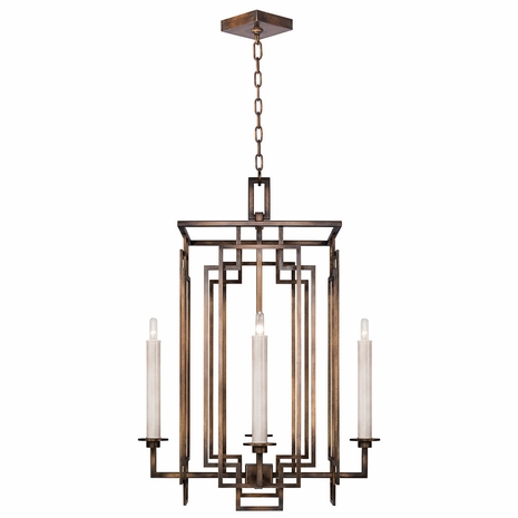 889040-1 Fine Art Lighting Cienfuegos 22"W Square Chandelier with Bronze w/No Shades Finish