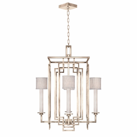 889040-21ST Fine Art Lighting Cienfuegos 24"W Square Chandelier with Gray w/Greige Fabric Shades Finish