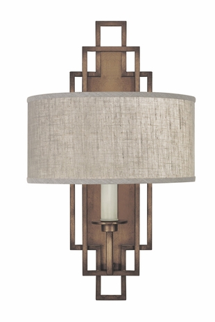 889350-11ST Fine Art Lighting Cienfuegos 22"H Sconce with Bronze w/Greige Fabric Shades Finish
